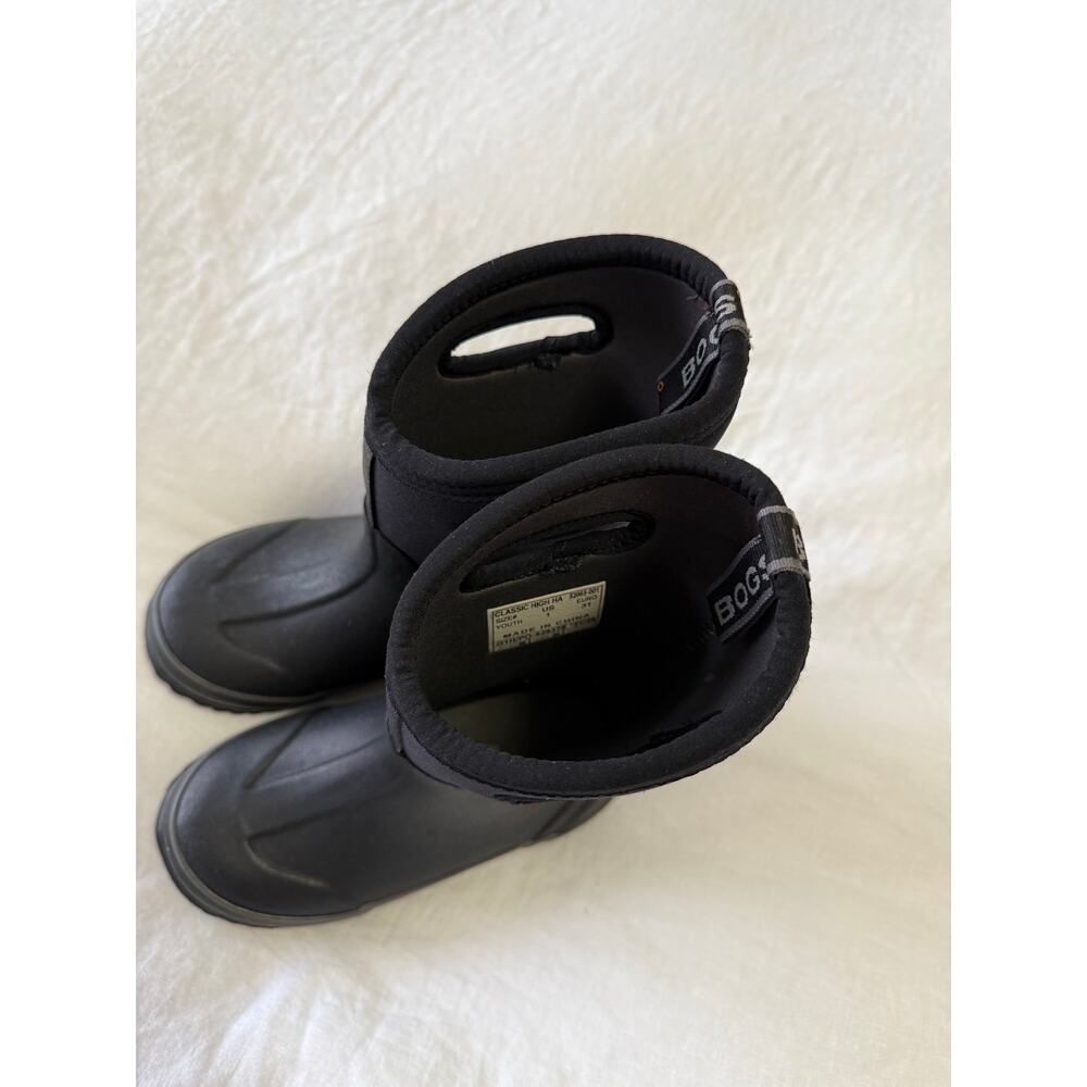 Bogs | Unisex Youth SZ 1 | Original Pull On Black Neoprene Rain Snow Play Boots - Picture 5 of 11